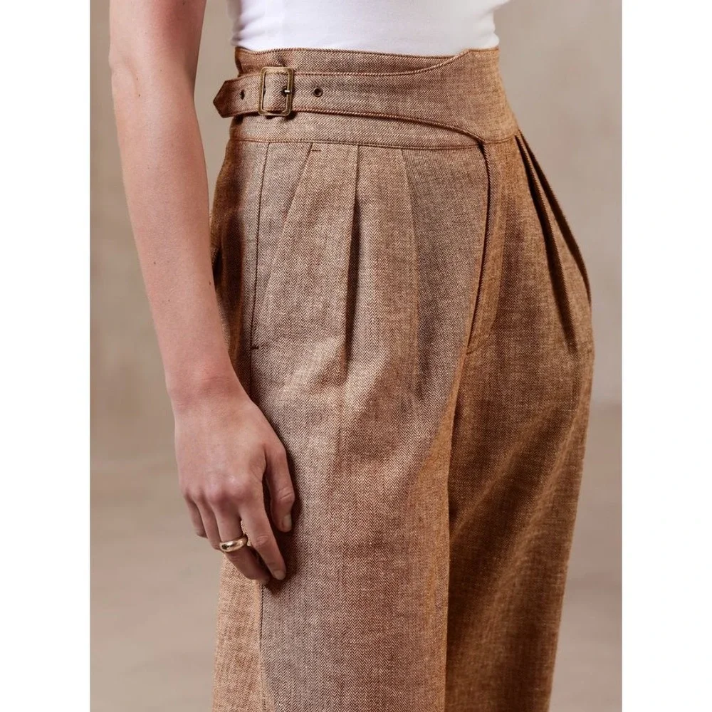Banana Republic Herringbone Linen-Blend Seafarer Pants in Potters‎ Clay Women 2